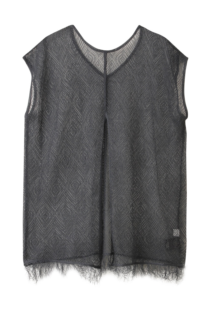 MANOF SHEER CROCHET KNIT TOPS/ニット (CHARCOAL GRAY, F) マノフ ELLE SHOP MANOF SHEER CROCHET KNIT TOPS/ニット (CHARCOAL GRAY, F) マノフ ELLE SHOP