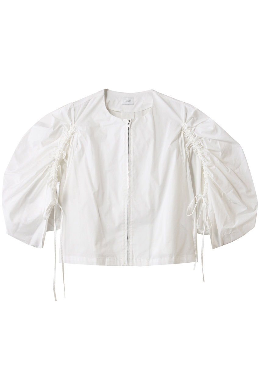 MANOF DRAWSTRING SLEEVE SHORT BLOUSE シャツ・ブラウス (WHITE, M) マノフ ELLE SHOP MANOF DRAWSTRING SLEEVE SHORT BLOUSE シャツ・ブラウス (WHITE, M) マノフ ELLE SHOP