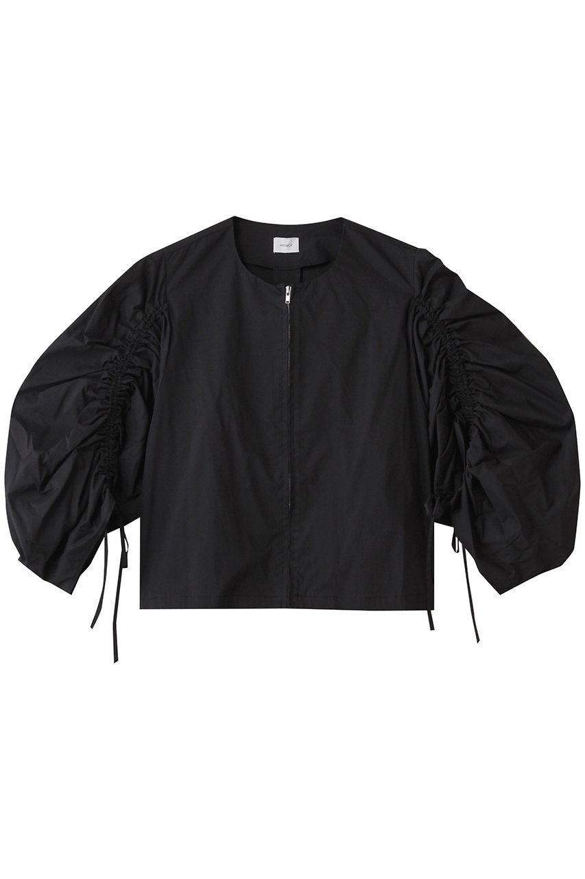 MANOF DRAWSTRING SLEEVE SHORT BLOUSE シャツ・ブラウス (BLACK, S) マノフ ELLE SHOP MANOF DRAWSTRING SLEEVE SHORT BLOUSE シャツ・ブラウス (BLACK, S) マノフ ELLE SHOP