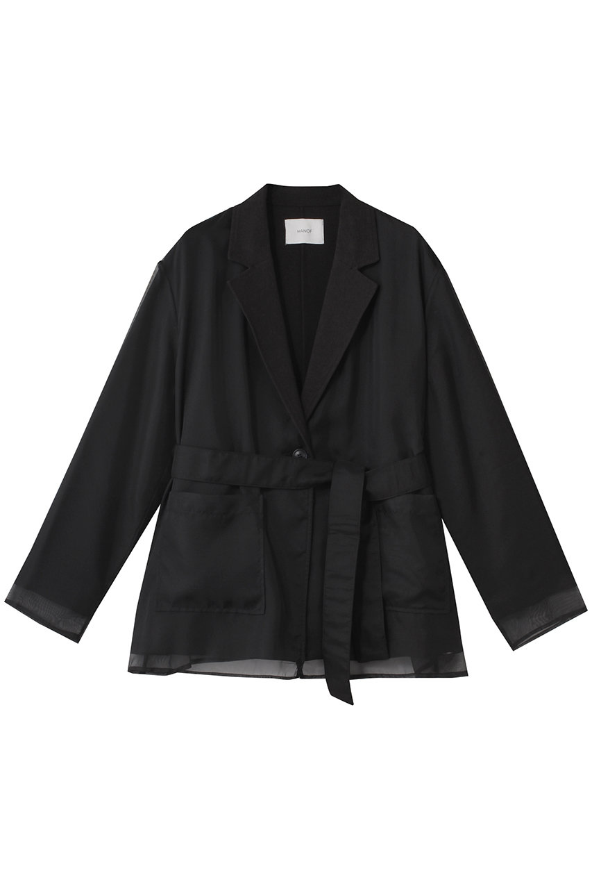MANOF LAYERED SHEER JACKET ジャケット (BLACK, S) マノフ ELLE SHOP MANOF LAYERED SHEER JACKET ジャケット (BLACK, S) マノフ ELLE SHOP