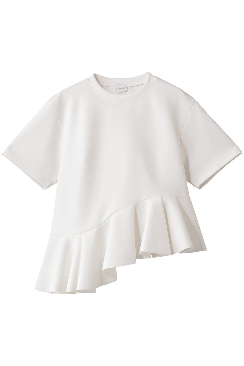 MANOF FRILL DESIGN CUT TOPS Tシャツ・カットソー (WHITE, F) マノフ ELLE SHOP MANOF FRILL DESIGN CUT TOPS Tシャツ・カットソー (WHITE, F) マノフ ELLE SHOP