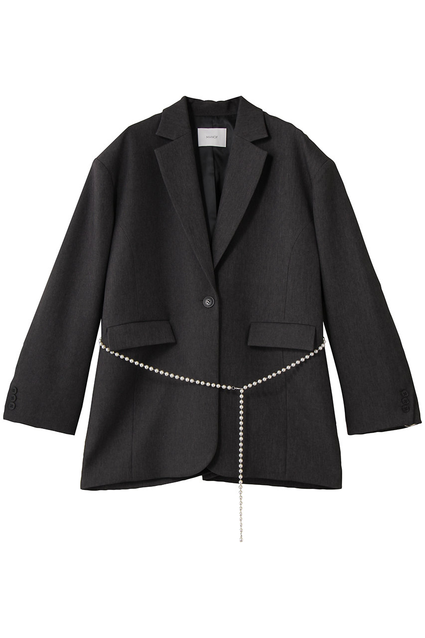 MANOF PEARL BELT JACKET ジャケット (CHARCOAL, S) マノフ ELLE SHOP MANOF PEARL BELT JACKET ジャケット (CHARCOAL, S) マノフ ELLE SHOP