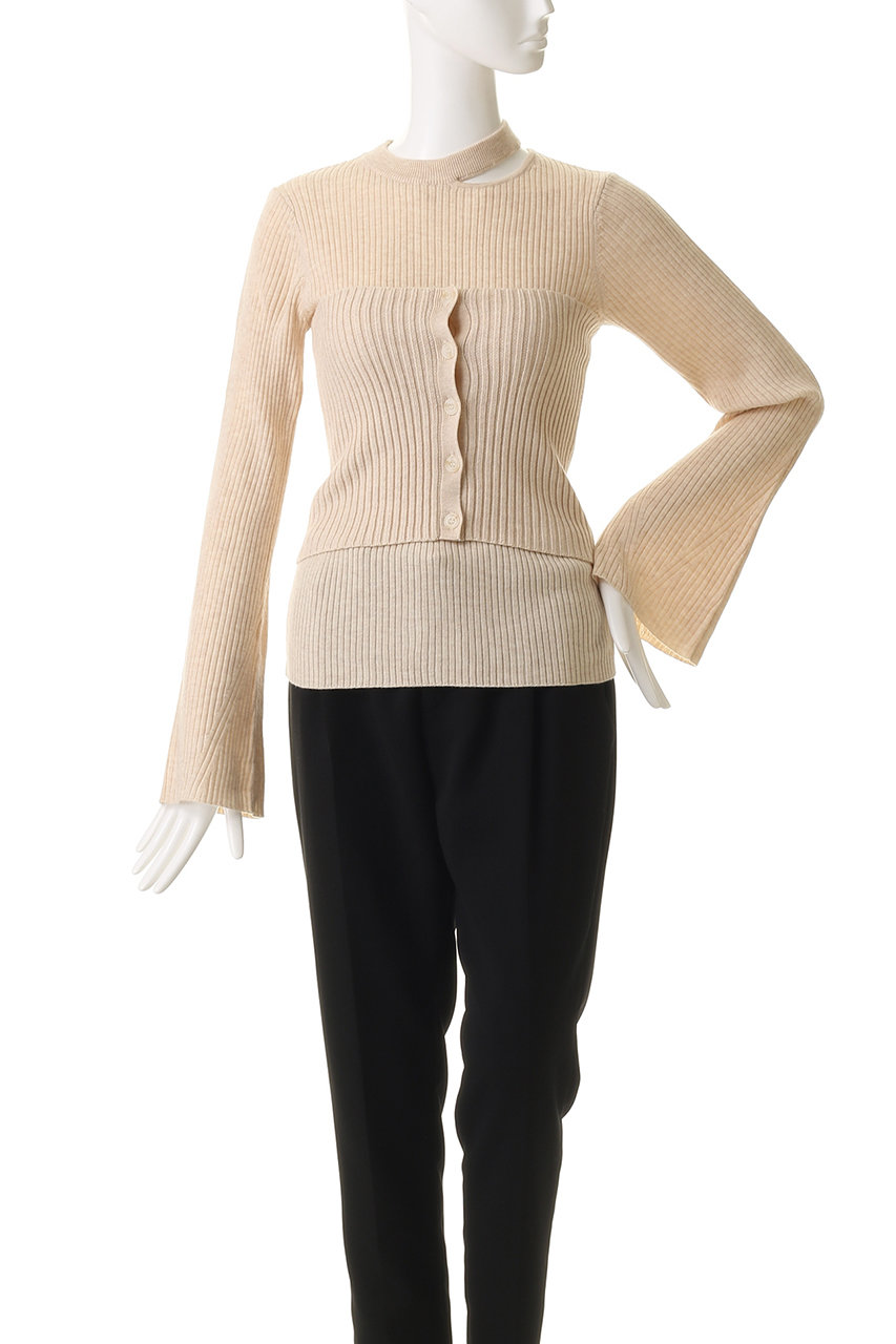 MANOF(マノフ)｜BUSTIER SET RIB KNIT ニット/BEIGE の通販｜ELLESHOP