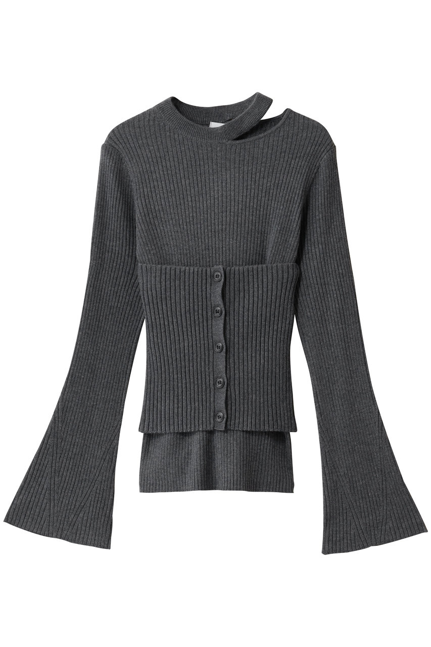 MANOF BUSTIER SET RIB KNIT ニット (GRAY, F) マノフ ELLE SHOP MANOF BUSTIER SET RIB KNIT ニット (GRAY, F) マノフ ELLE SHOP