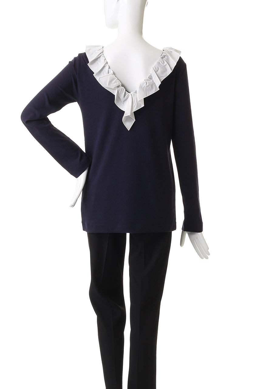 トップス MANOF 2Way Frill Neck Cut Tops MANOF(マノフ)｜2WAY FRILL NECK CUT TOPS Tシャツ・カットソー/NAVY