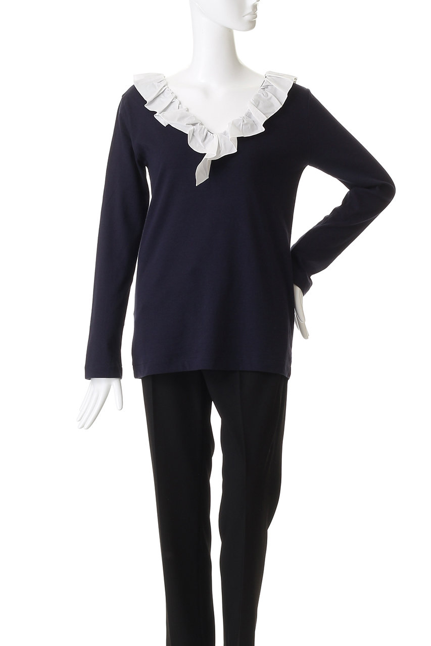 MANOF 2WAY FRILL NECK CUT TOPS ネイビー MANOF(マノフ)｜2WAY FRILL NECK CUT TOPS Tシャツ・カットソー