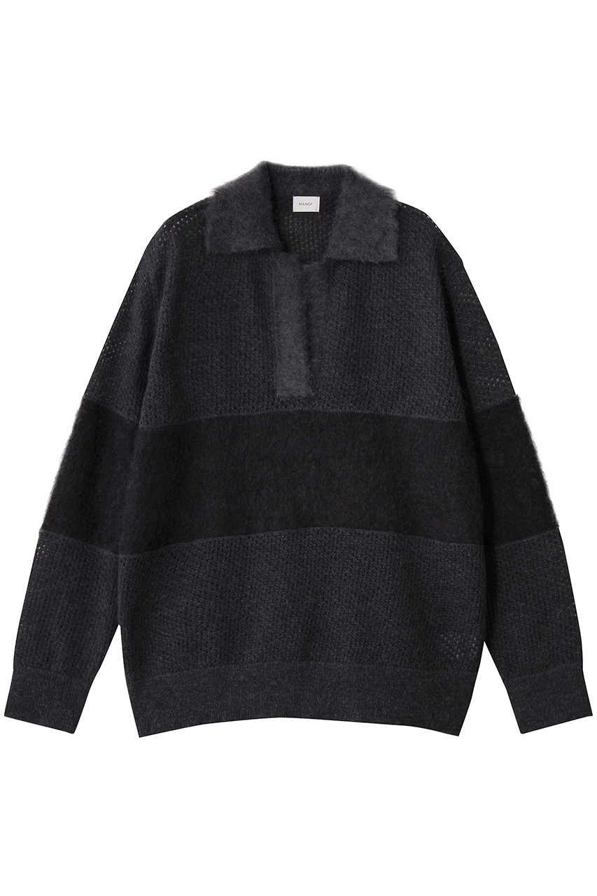 マノフ/MANOFのMOHAIR POLO KNIT(CHARCOAL/89106-2092)