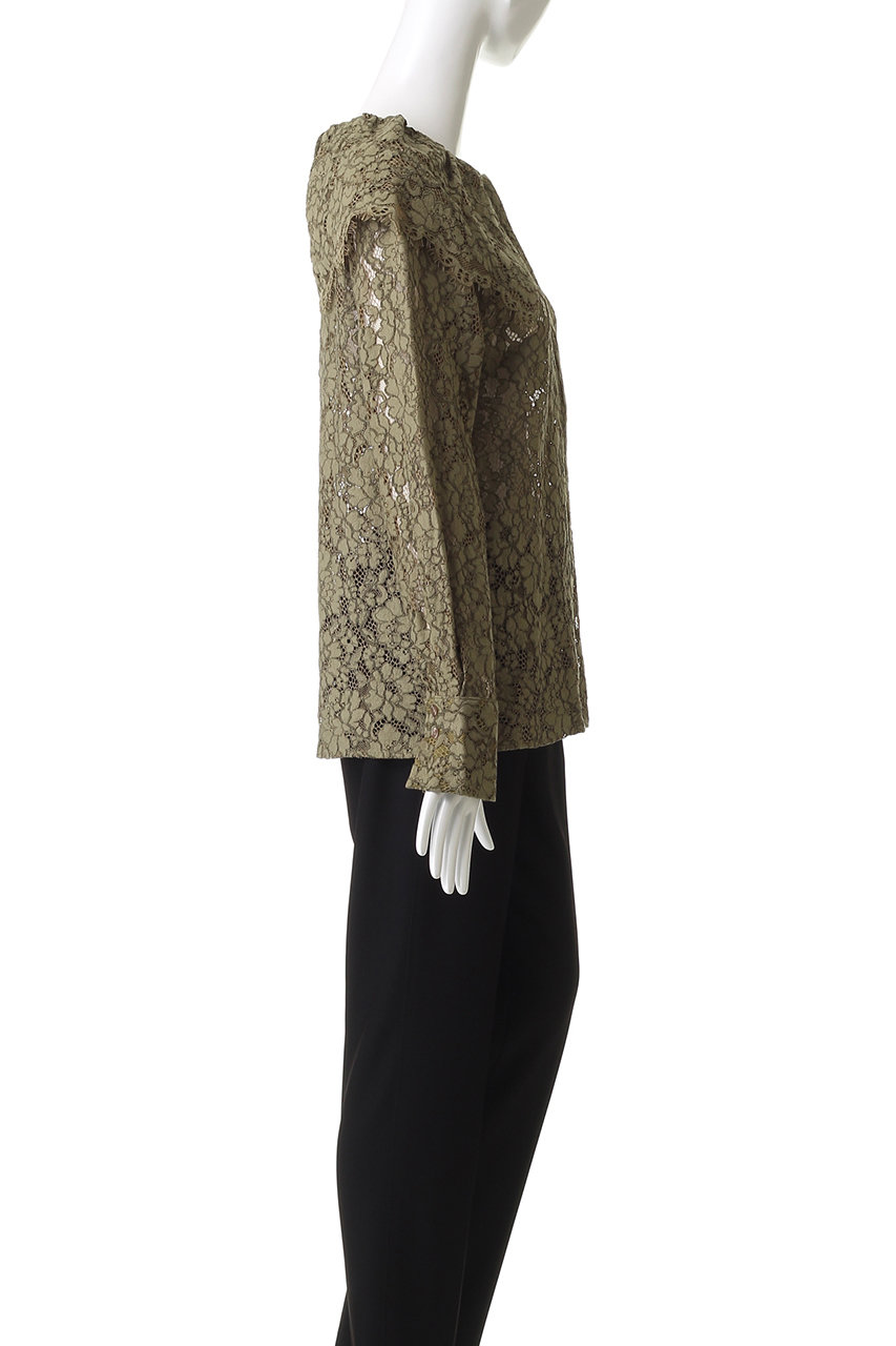 MANOF(マノフ)｜LACE COLLAR SHIRT/KHAKI の通販｜ELLESHOP・(エル