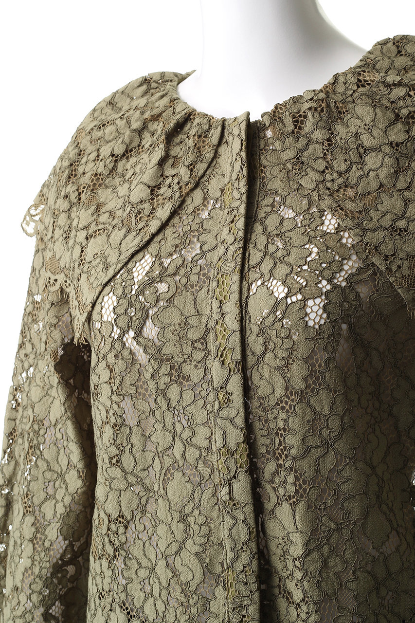 MANOF(マノフ)｜LACE COLLAR SHIRT/KHAKI の通販｜ELLESHOP・(エル