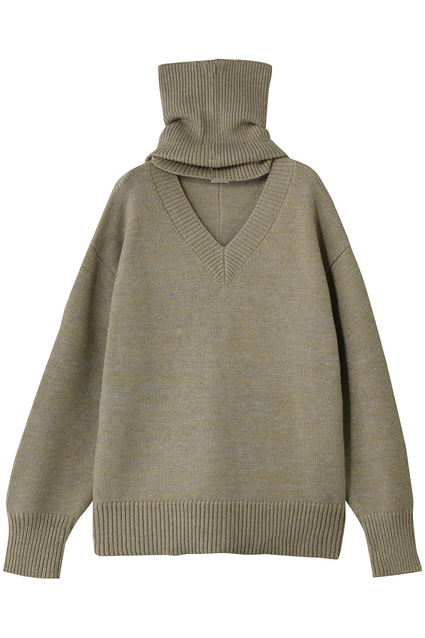 マノフ/MANOFのSNOOD SET OVER V NECK KNIT(GREEN/89106-2212)