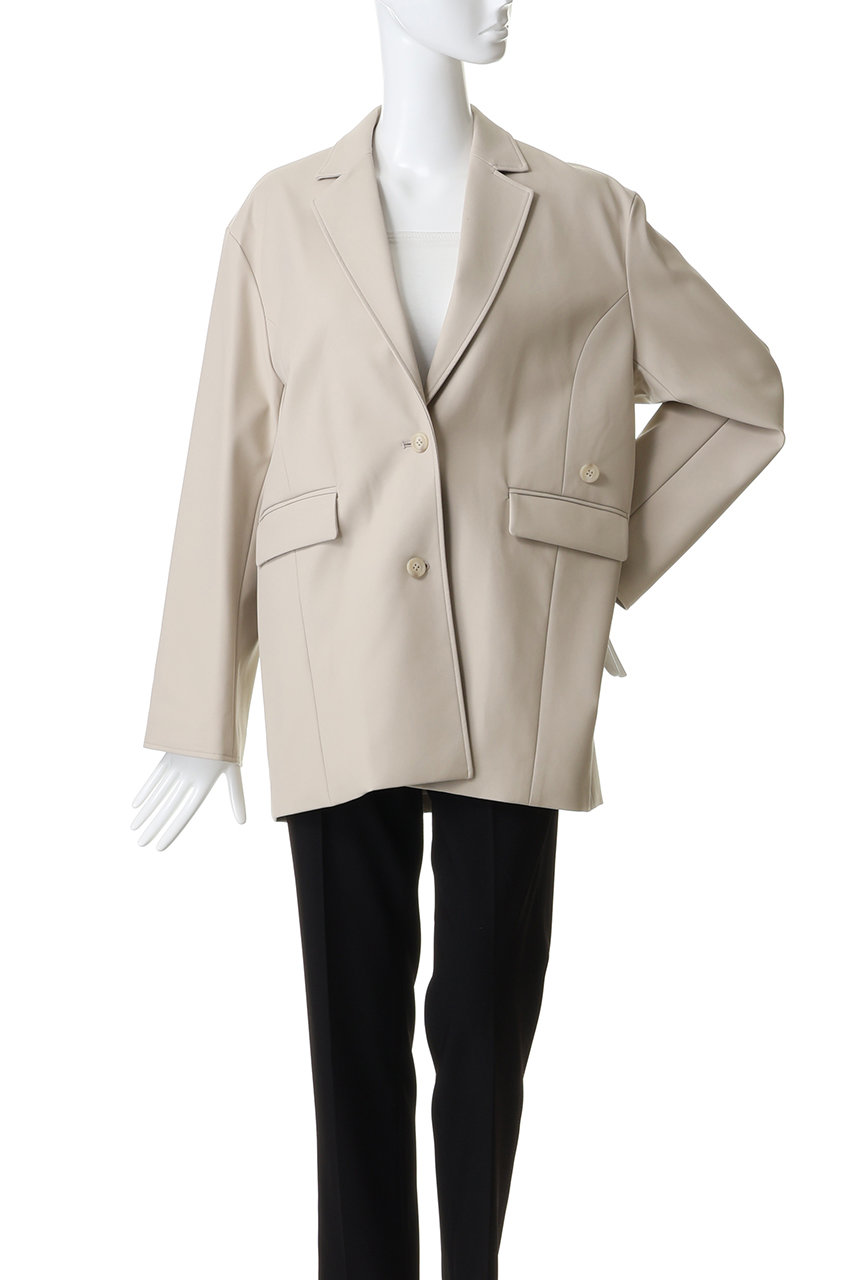 マノフ　MANOF ノーカラージャケット　ベージュ MANOF(マノフ)｜MINIMAL LEATHER JACKETアウター/IVORY の通販