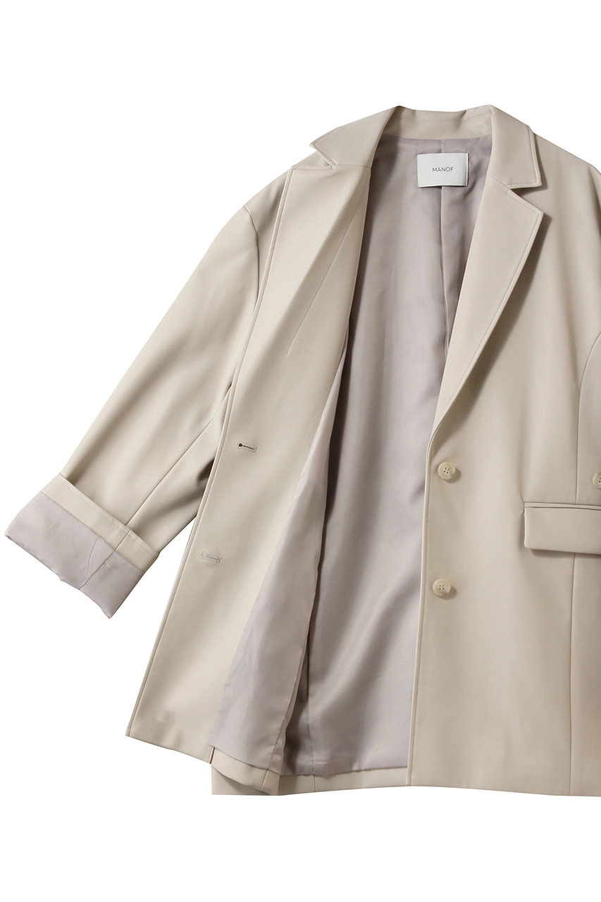 MANOF(マノフ)｜MINIMAL LEATHER JACKETアウター/IVORY の通販