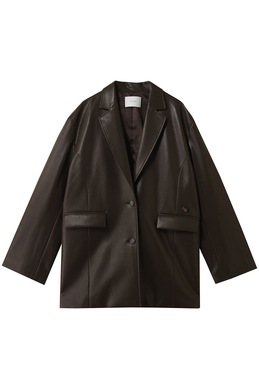 マノフ/MANOFのMINIMAL LEATHER JACKETアウター(BROWN/80103-0393)