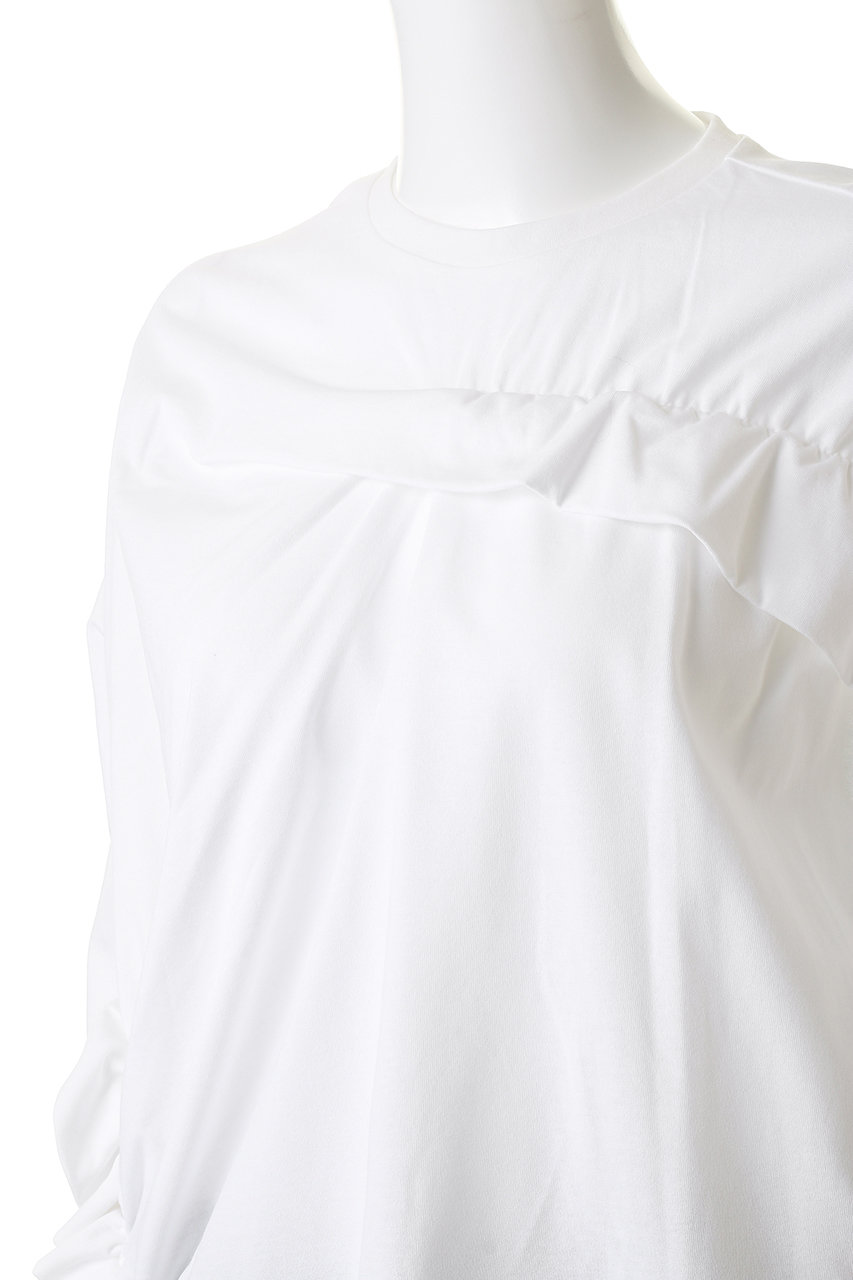 MANOF(マノフ)｜FRILLED LONG T-SHIRTトップス/WHITE の通販｜ELLESHOP 