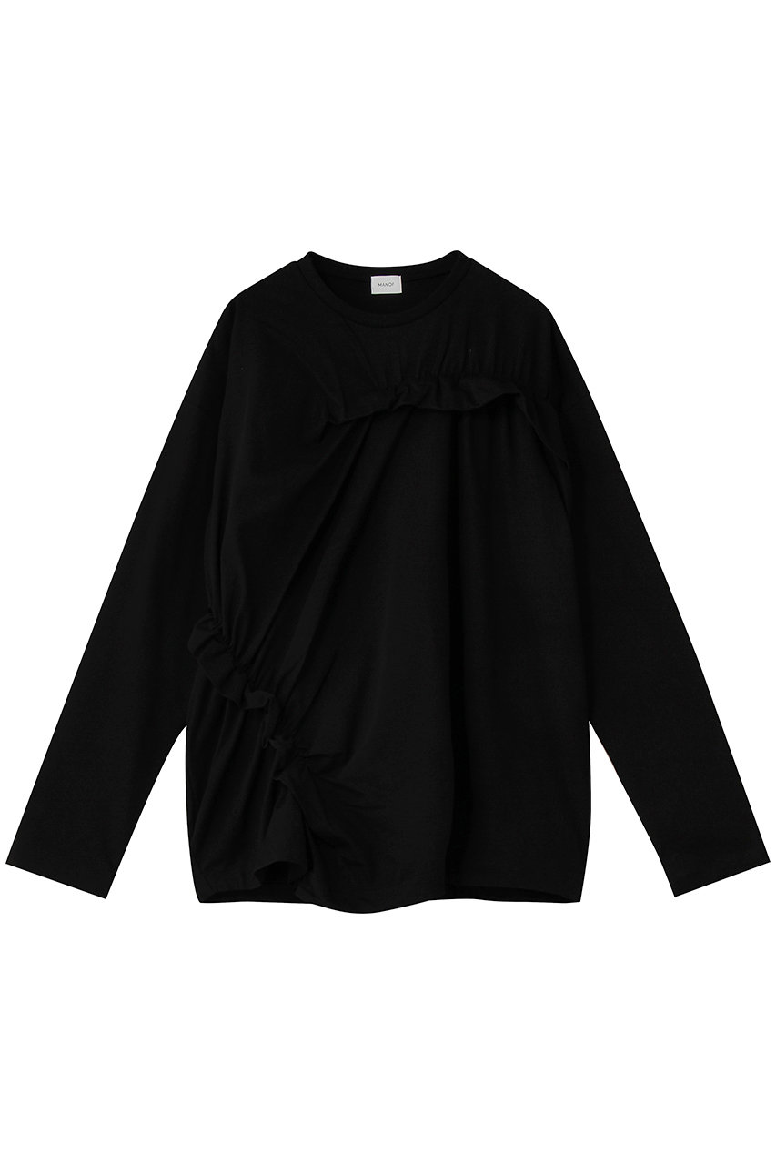 マノフ/MANOFのFRILLED LONG T-SHIRTトップス(BLACK/80105-1033)