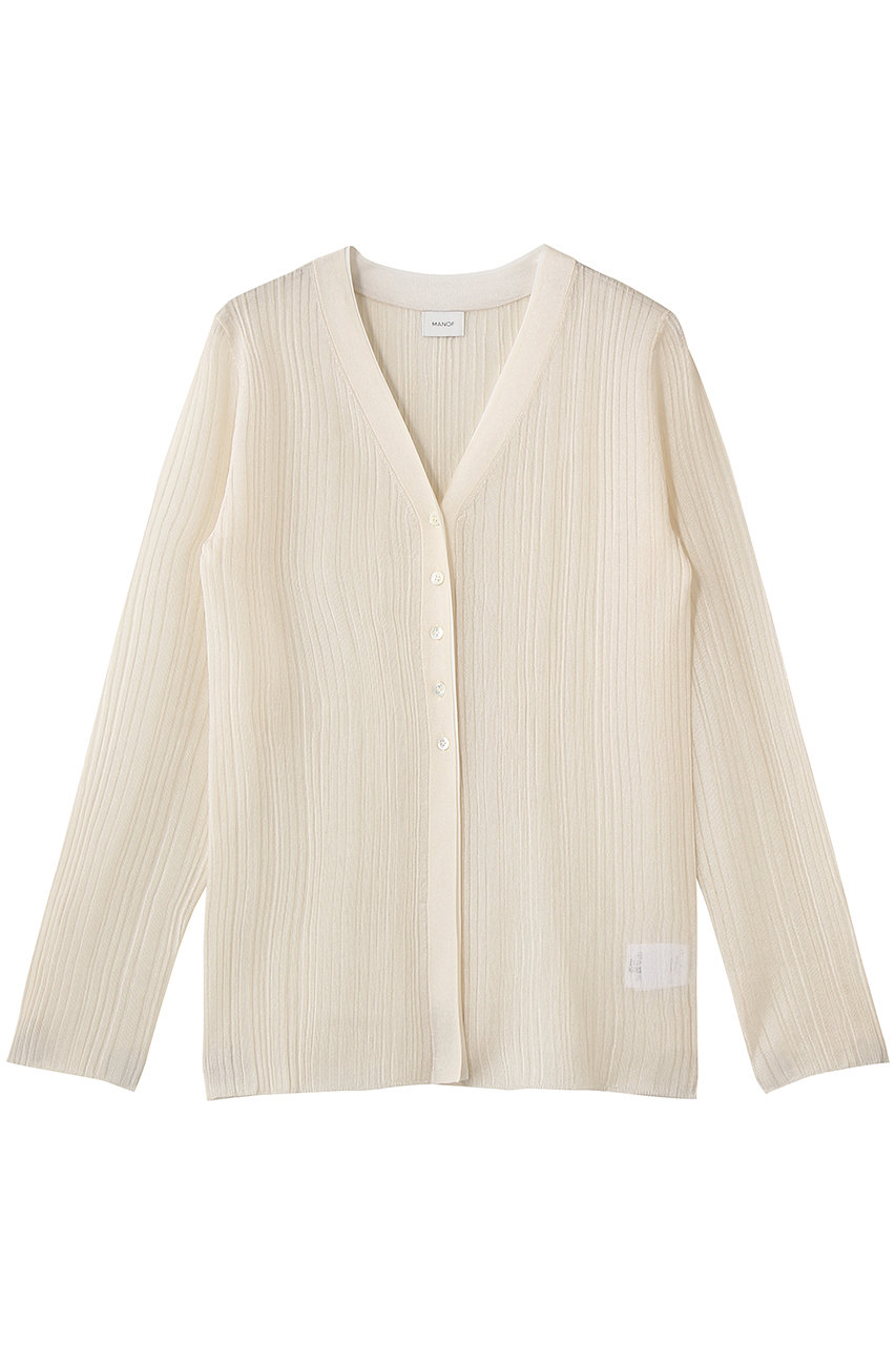マノフ/MANOFのSHEER RIB CARDIGANトップス(IVORY/80106-2073)