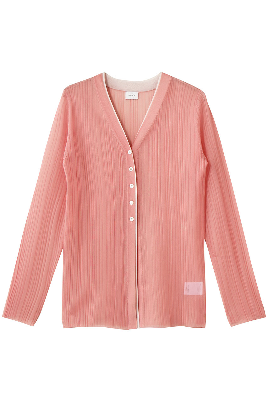 マノフ/MANOFのSHEER RIB CARDIGANトップス(PINK/80106-2073)