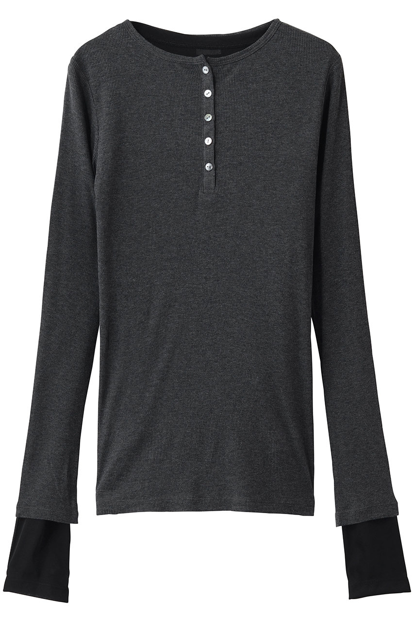 マノフ/MANOFのSHEER LAYERED CUT TOPSトップス(BLACK/80105-1043)