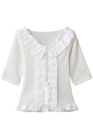 マノフ/MANOFのFRILL NECK RIB TOPS(110100/110102)