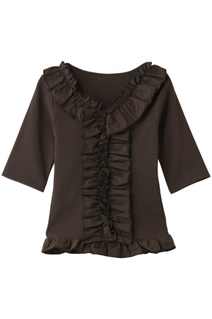 マノフ/MANOFのFRILL NECK RIB TOPS(110100/110102)
