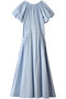 GATHER POCKET RIBBON ONE PIECE マノフ/MANOF LIGHT BLUE