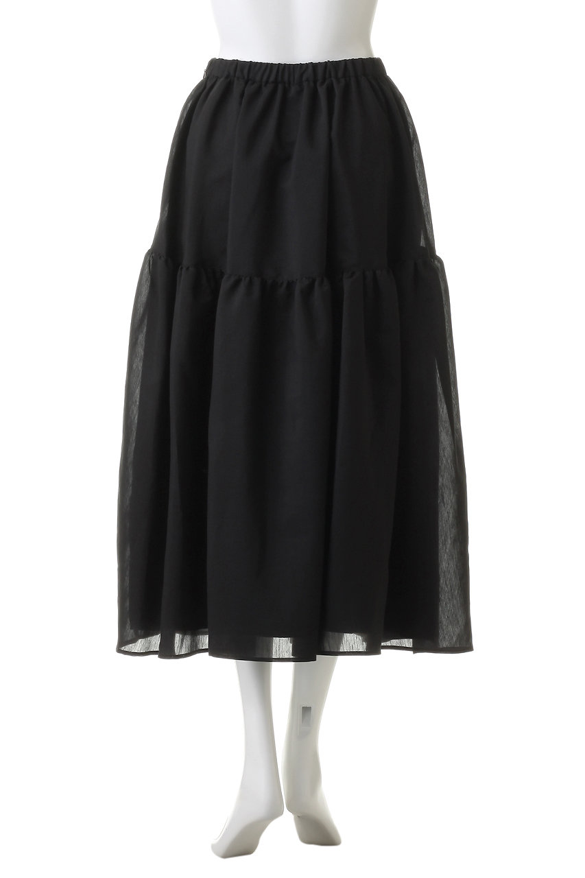 MANOF(マノフ)｜SHEER GATHERED FLARE SKIRT/BLACK の通販｜ELLESHOP