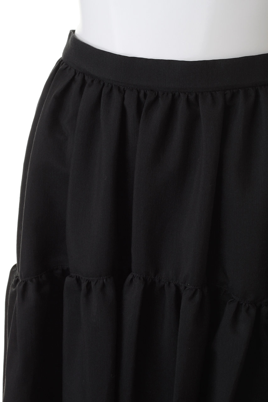 MANOF(マノフ)｜SHEER GATHERED FLARE SKIRT/BLACK の通販｜ELLESHOP