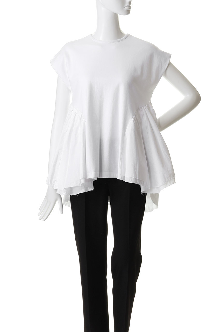 MANOF(マノフ)｜DOCKING PEPLUM CUT TOPS/WHITE の通販｜ELLESHOP