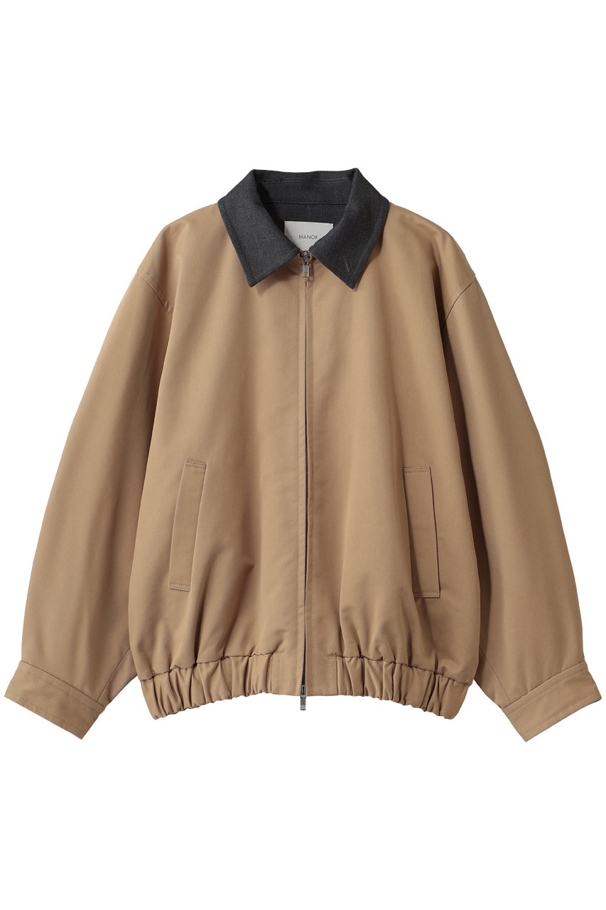 MANOF COTTON ZIP BLOUSON (BEIGE, M) マノフ ELLE SHOP
