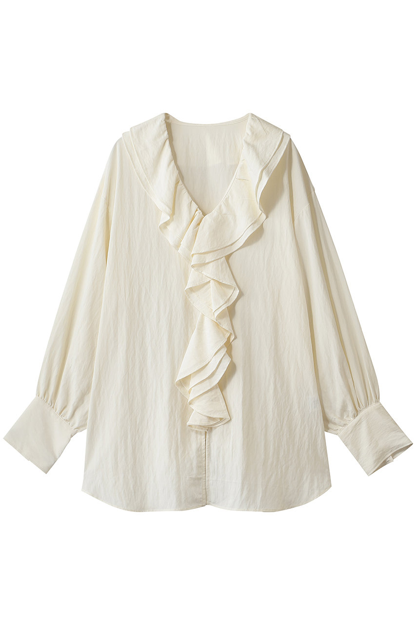 MANOF RAFFLE COLLAR SHIRTS (WHITE, F) マノフ ELLE SHOP