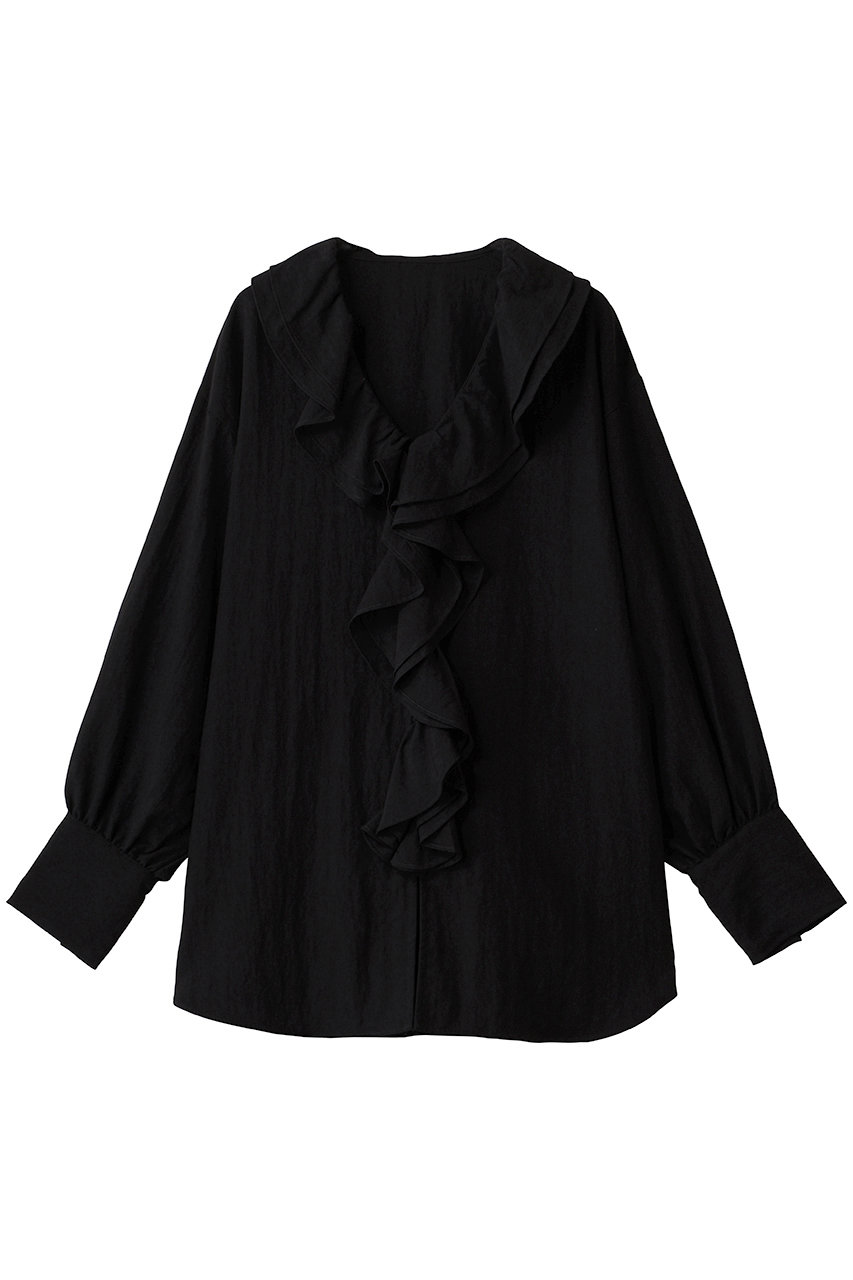 MANOF RAFFLE COLLAR SHIRTS (BLACK, F) マノフ ELLE SHOP