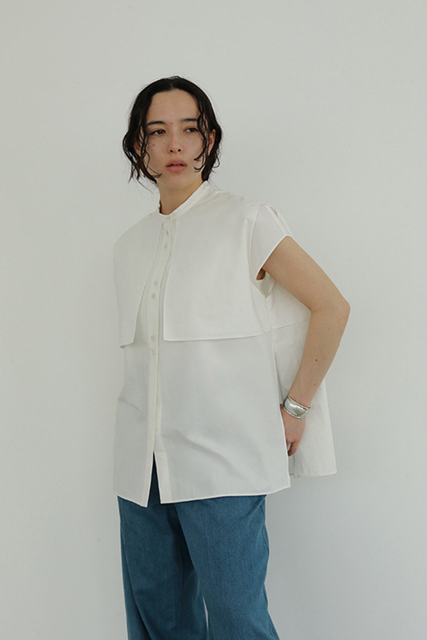 MANOF(マノフ)｜FLAP DESIGN NO SLEEVE TOPS/シャツ/WHT の通販