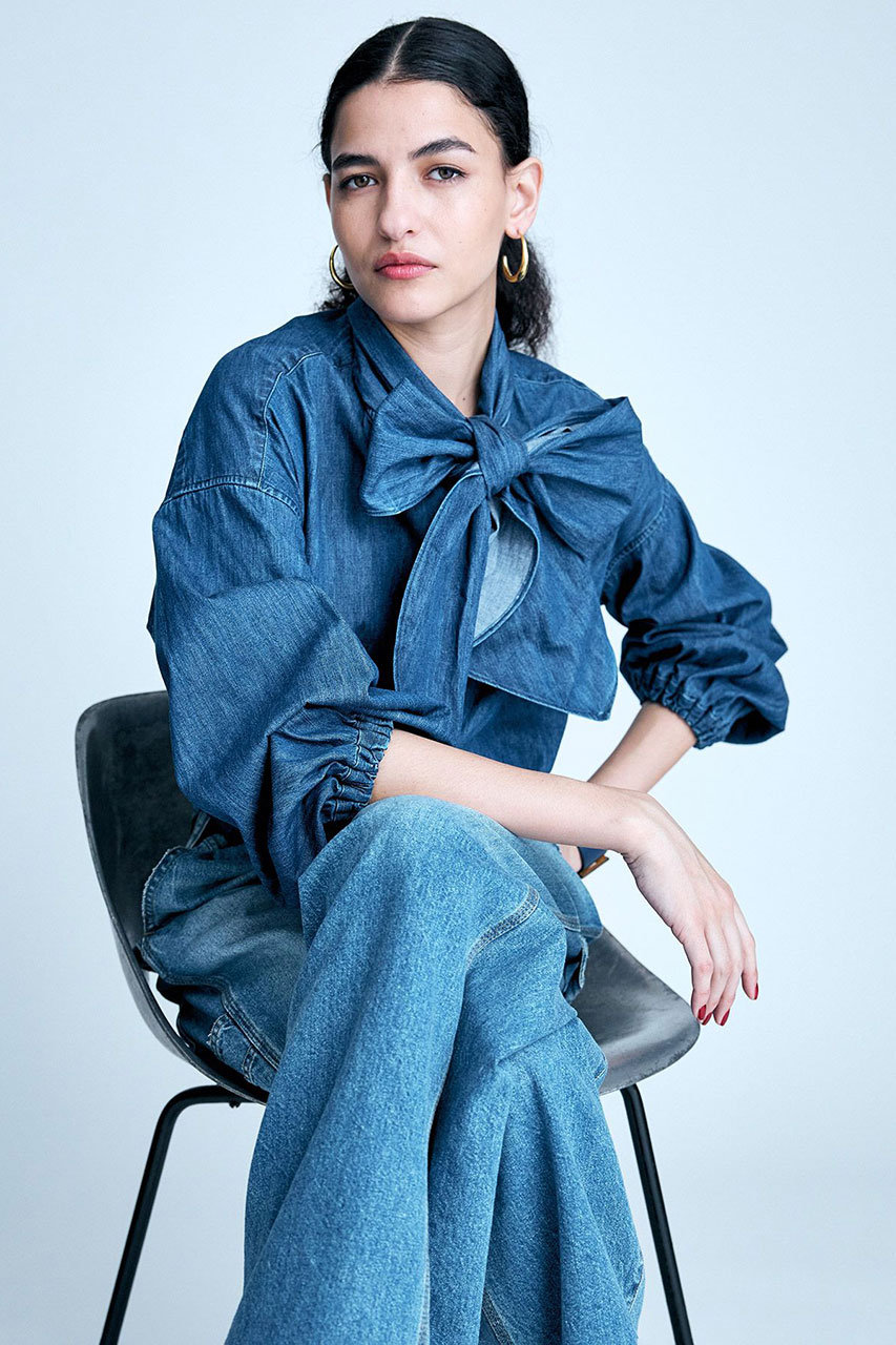ブリル/BRILLのデニムボウタイブラウス(ブルー/241133)