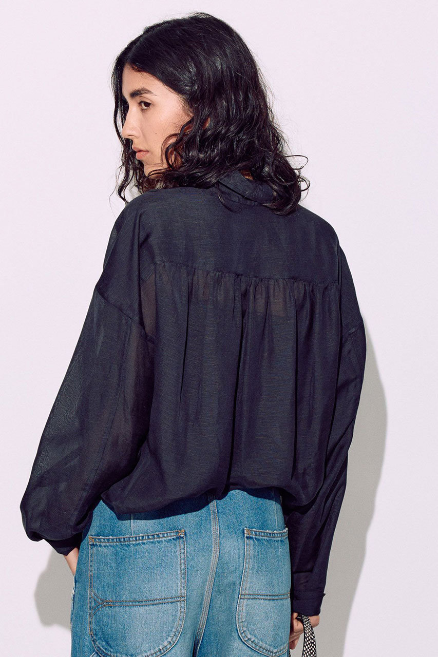 【BRILL】新品/未使用　リネンオーバーシャツ BRILL(ブリル)｜リネンオーバーシャツ/ブラック の通販