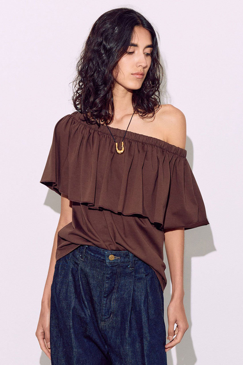 BRILL 【raspail】オフショルダーTシャツ (ブラウン, 36) ブリル ELLE SHOP BRILL 【raspail】オフショルダーTシャツ (ブラウン, 36) ブリル ELLE SHOP