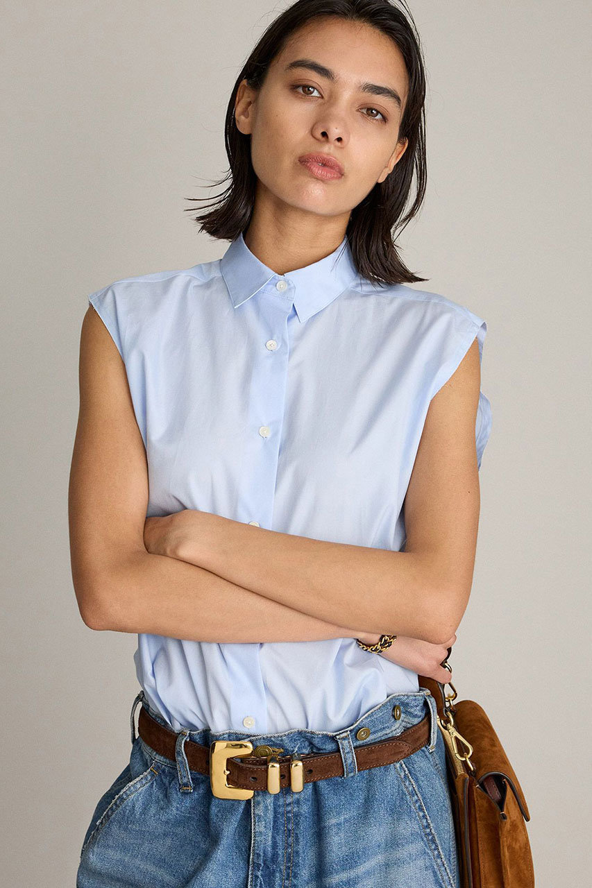BRILL ノースリーブシャツ (サックス, F) ブリル ELLE SHOP BRILL ノースリーブシャツ (サックス, F) ブリル ELLE SHOP