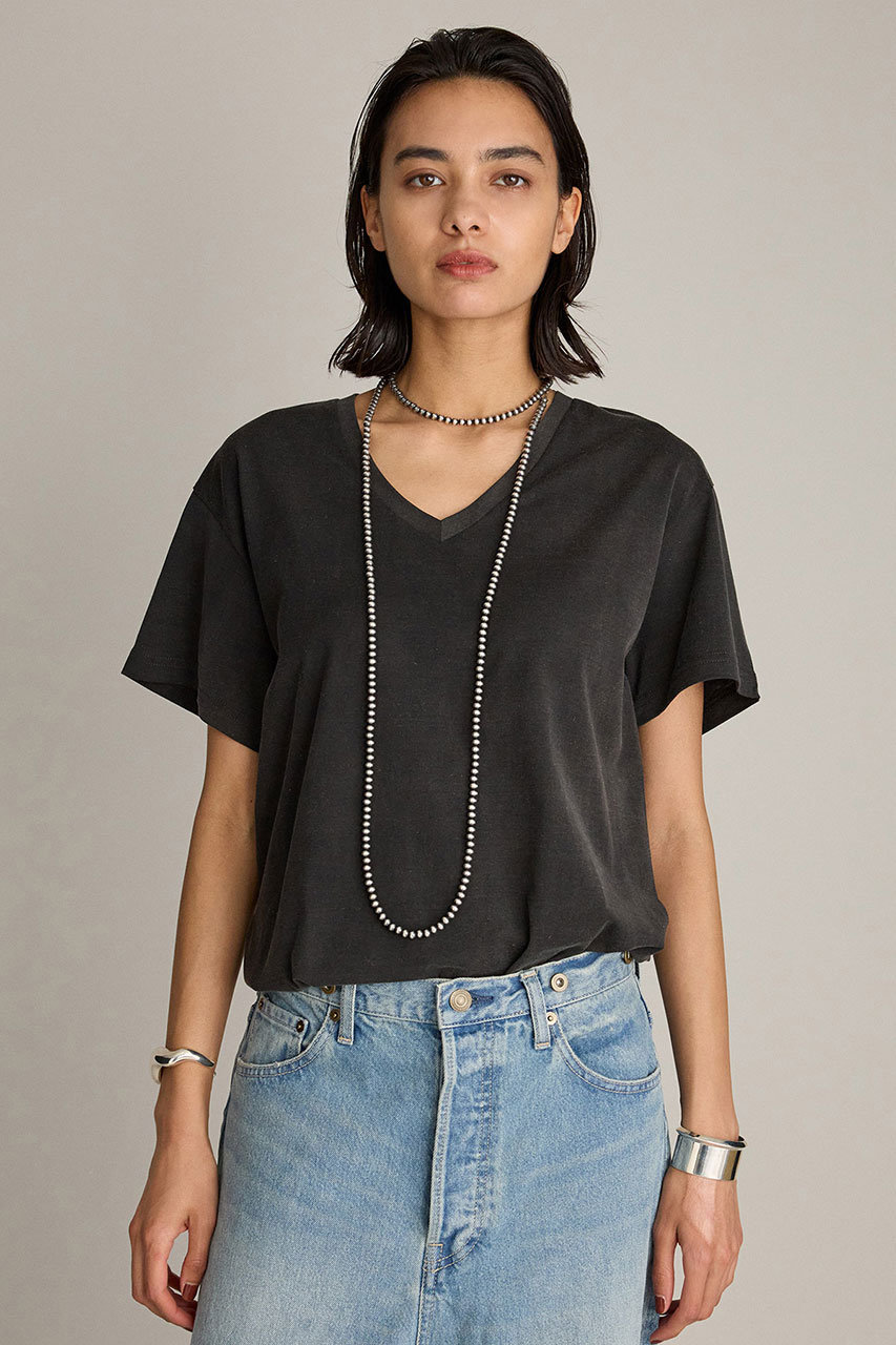 BRILL ビンテージライクVネックTシャツ (チャコールグレー, FREE) ブリル ELLE SHOP BRILL ビンテージライクVネックTシャツ (チャコールグレー, FREE) ブリル ELLE SHOP