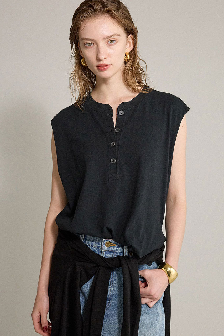 BRILL ヘンリーネックカットソー (ブラック, F) ブリル ELLE SHOP BRILL ヘンリーネックカットソー (ブラック, F) ブリル ELLE SHOP