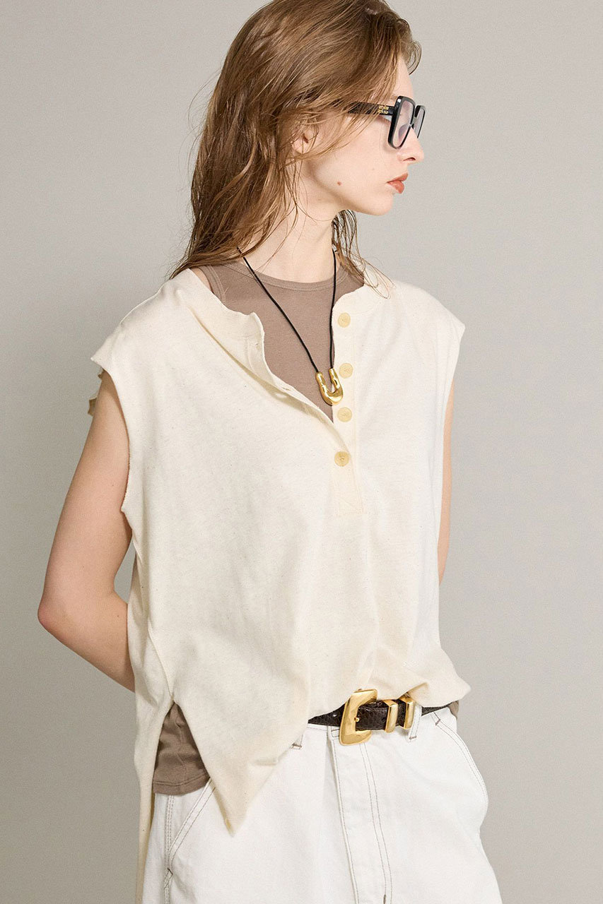 BRILL ヘンリーネックカットソー (ナチュラル, F) ブリル ELLE SHOP BRILL ヘンリーネックカットソー (ナチュラル, F) ブリル ELLE SHOP