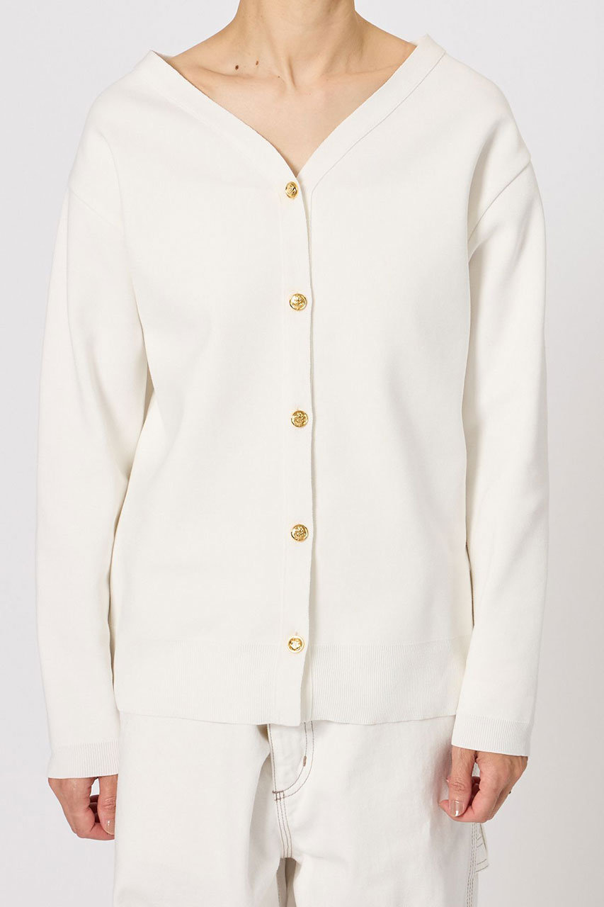 BRILL(ブリル)｜Vネックミラノリブカーディガン/ホワイト の通販