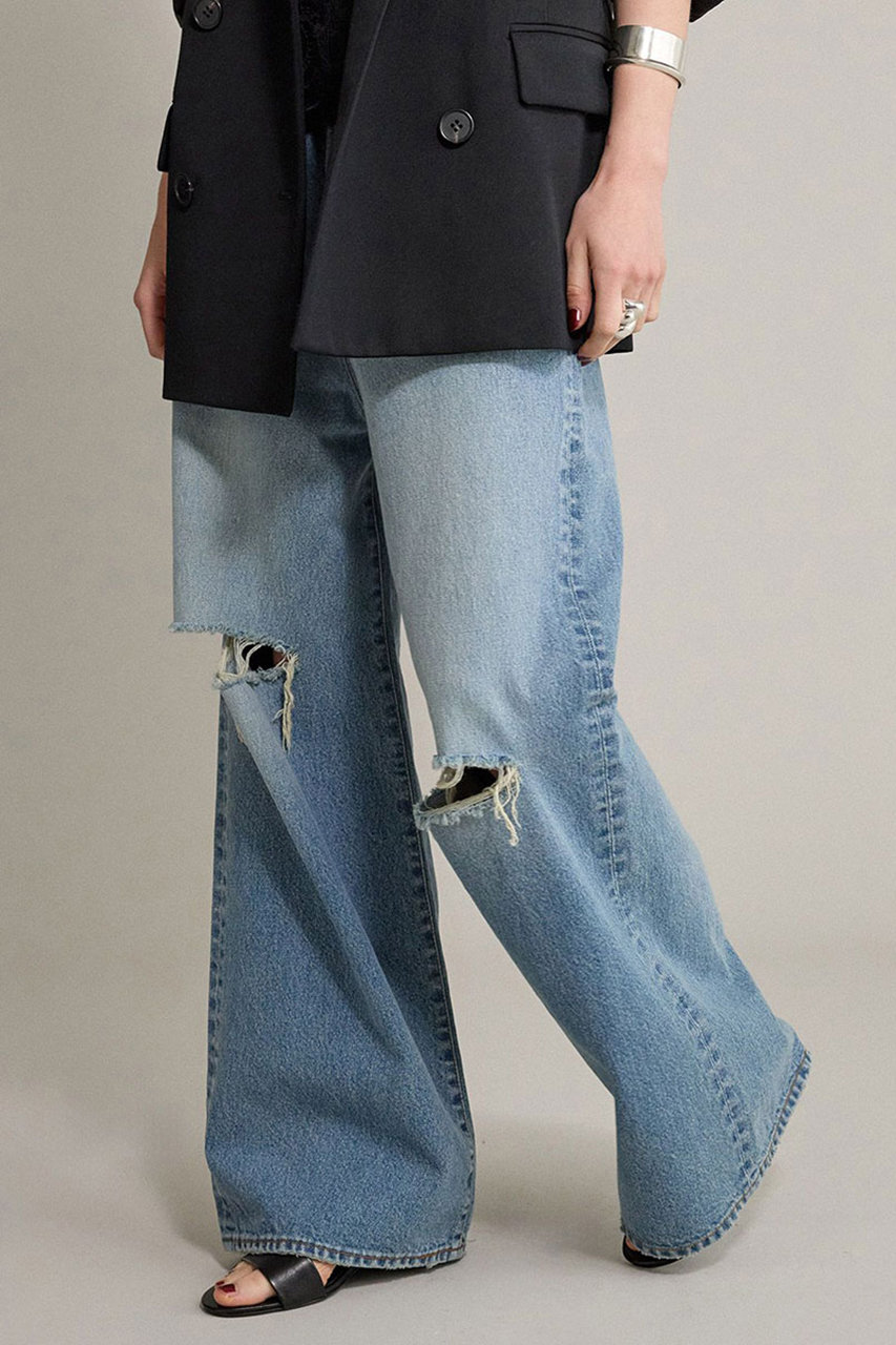 BRILL(ブリル)｜セミワイドデニム/ライトブルー(ダメージあり) の通販