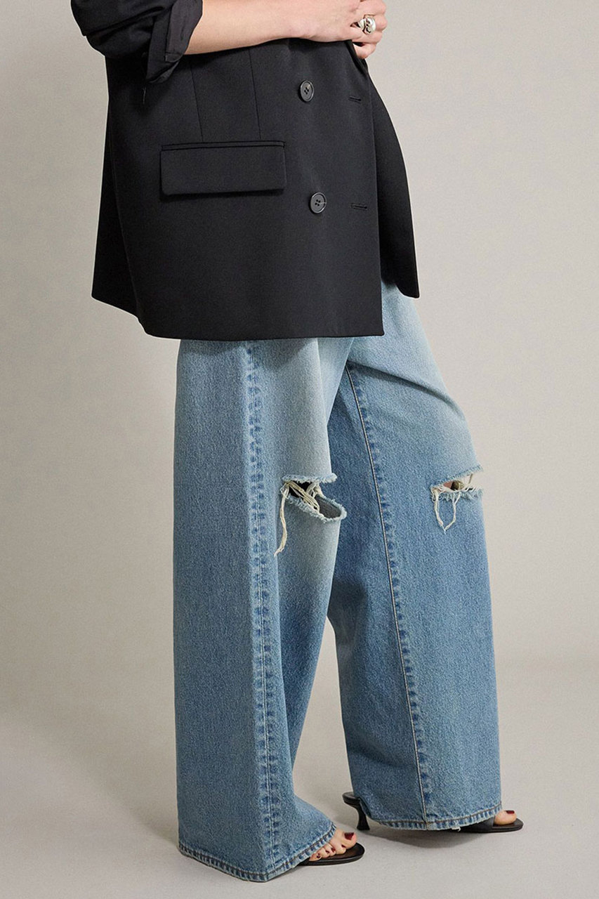 BRILL(ブリル)｜セミワイドデニム/ライトブルー(ダメージあり) の通販