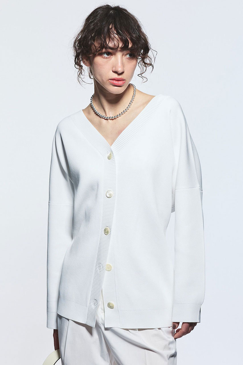 BRILL ストレッチVネックカーディガン (オフホワイト, F) ブリル ELLE SHOP BRILL ストレッチVネックカーディガン (オフホワイト, F) ブリル ELLE SHOP