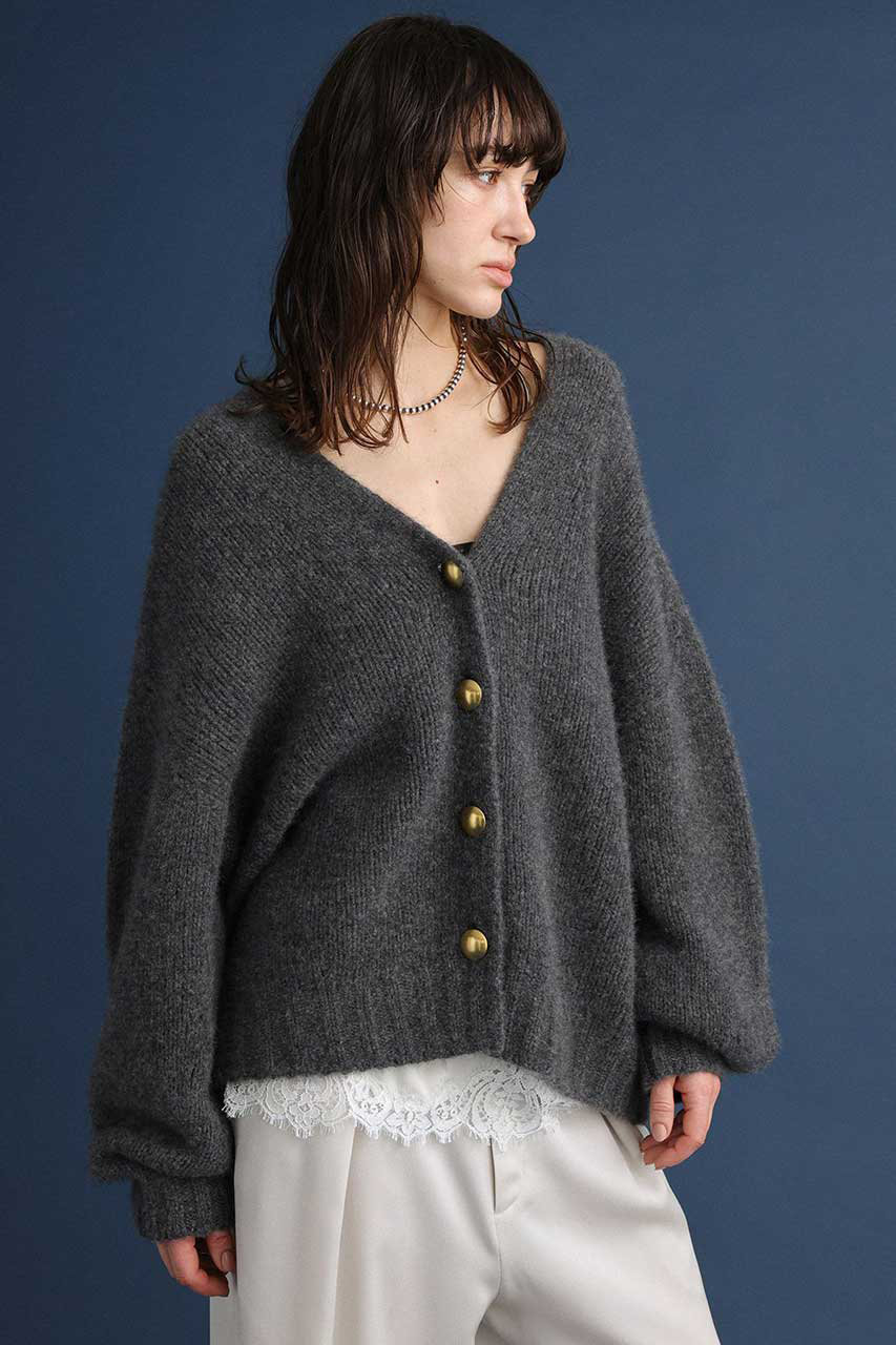 美品 今季商品 完売品 ohga 裾フリルカーディガン グレー 2way 美品