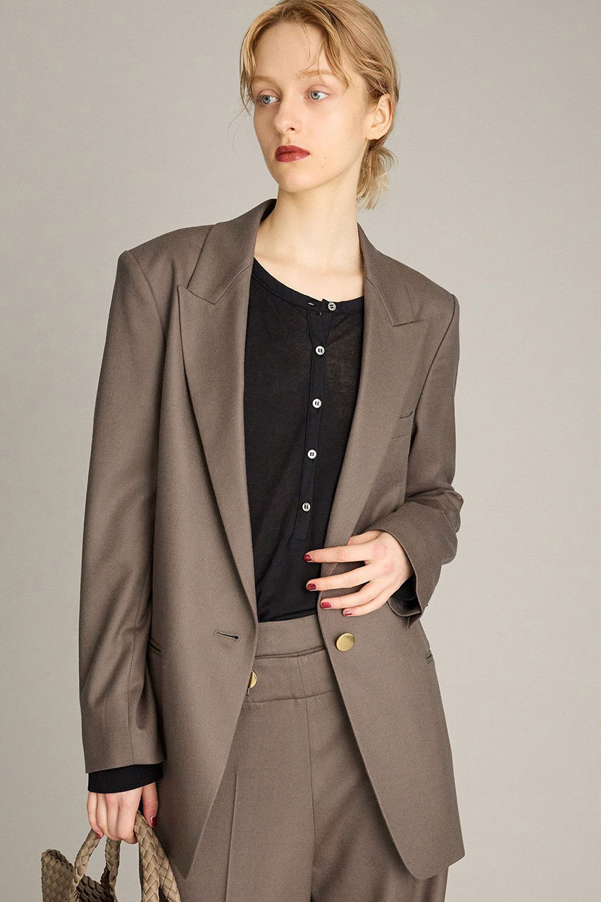 BRILL ウールピークトラペルジャケット (カーキ, 36) ブリル ELLE SHOP BRILL ウールピークトラペルジャケット (カーキ, 36) ブリル ELLE SHOP