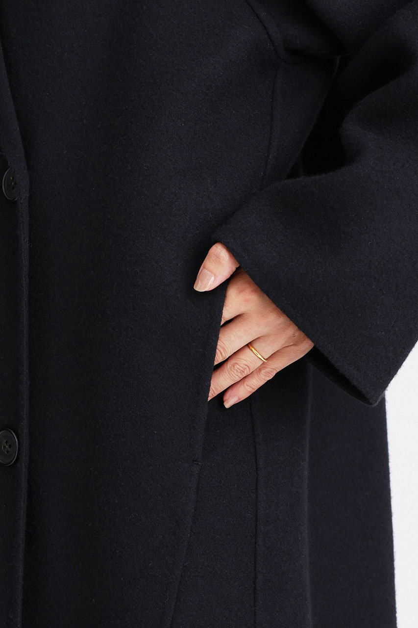 BRILL(ブリル)｜ウールロングリバーコート/ブラック の通販｜ELLESHOP