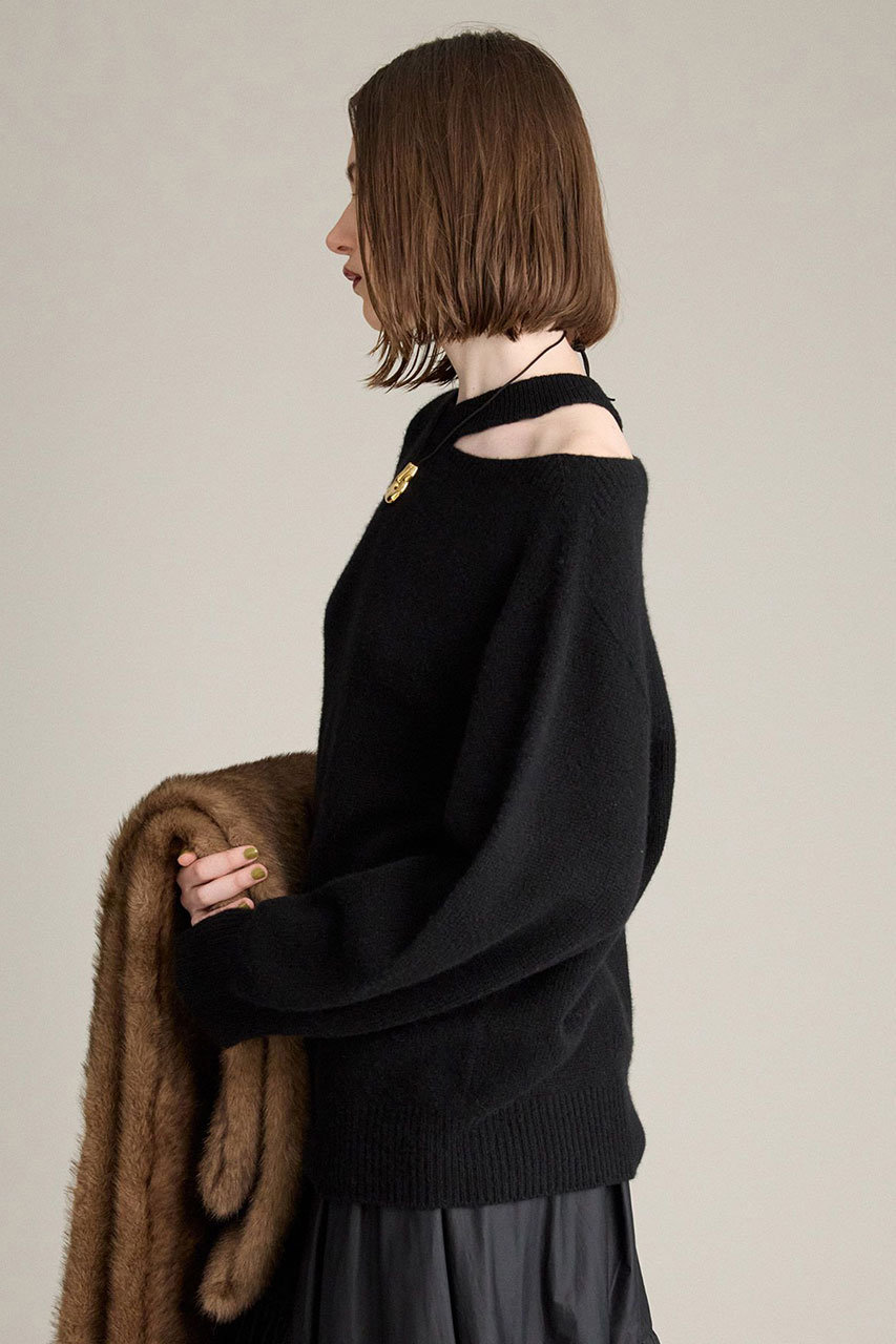 BRILL(ブリル)｜カシミミネックポイントプルオーバーニット/ブラック