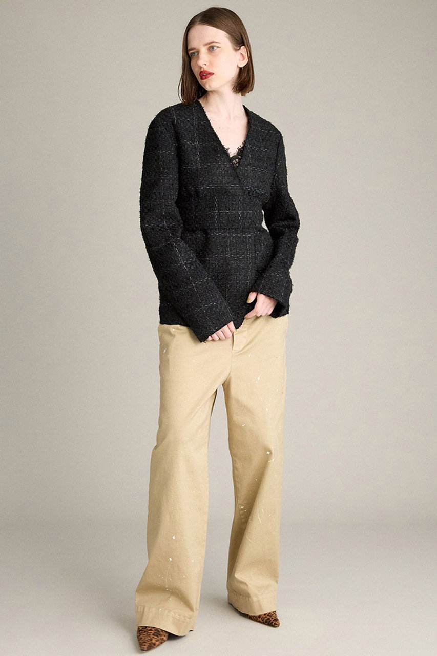 BRILL(ブリル)｜ツイードベルトジャケット/ブラック の通販｜ELLESHOP