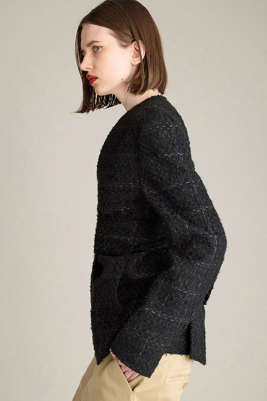 BRILL(ブリル)｜ツイードベルトジャケット/ブラック の通販｜ELLESHOP