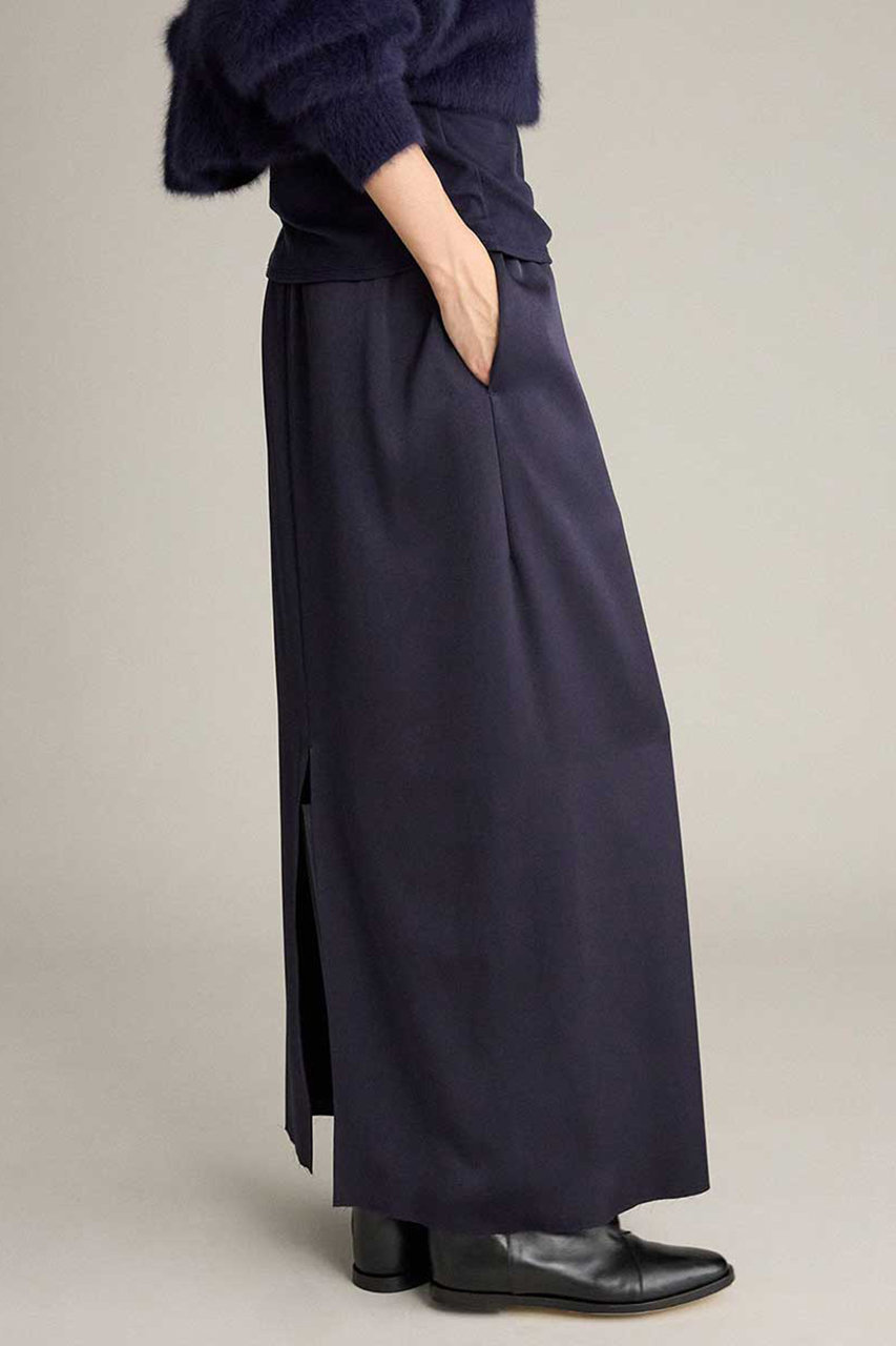 ブリル/BRILLのバックサテンドロストスカート(ダークネイビー/601749)